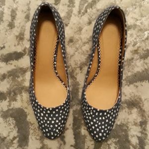 Blue and white heels